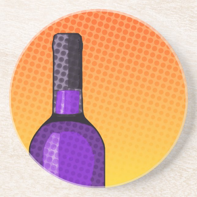 HalbtonComicweinglas und -flasche Sandstein Untersetzer (Vorne)