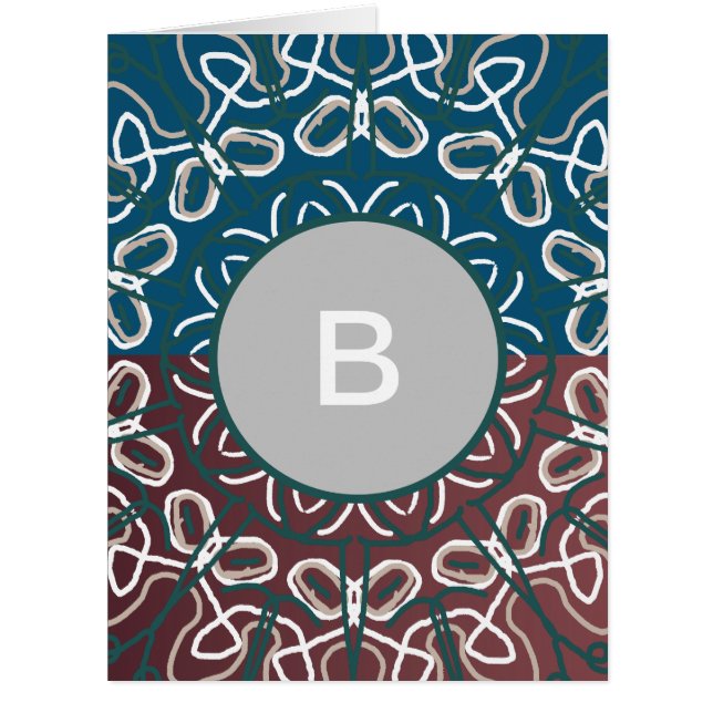 Halbtoned Trendy Blue Mauve Laced Monogram Design (Vorderseite)