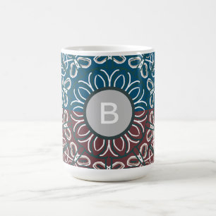 Halbtoned Trendy Blue Mauve Laced Monogram Kaffeetasse
