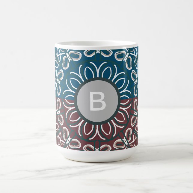 Halbtoned Trendy Blue Mauve Laced Monogram Kaffeetasse (Mittel)