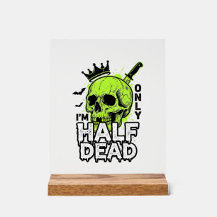 Halbtoter Totenkopf Halloween Vintage Gravur Shirt Acrylschild