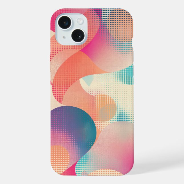 Halbtransparente Formen und Punktmuster iPhone 15 Plus Hülle (Rückseite)