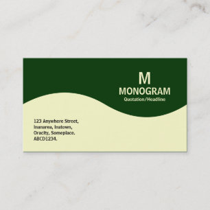 Halbwellenmonogramm - Creme mit Dunkelgrün 003300 Visitenkarte