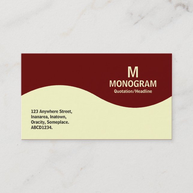 Halbwellenmonogramm - Creme mit Dunklem Maroon 660 Visitenkarte (Vorderseite)