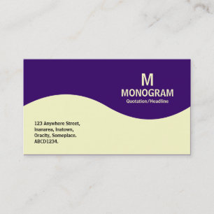 Halbwellenmonogramm - Creme mit tiefem Lila Visitenkarte