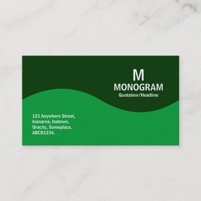 Halbwellenmonogramm - grün und dunkelgrün visitenkarte (Vorderseite)