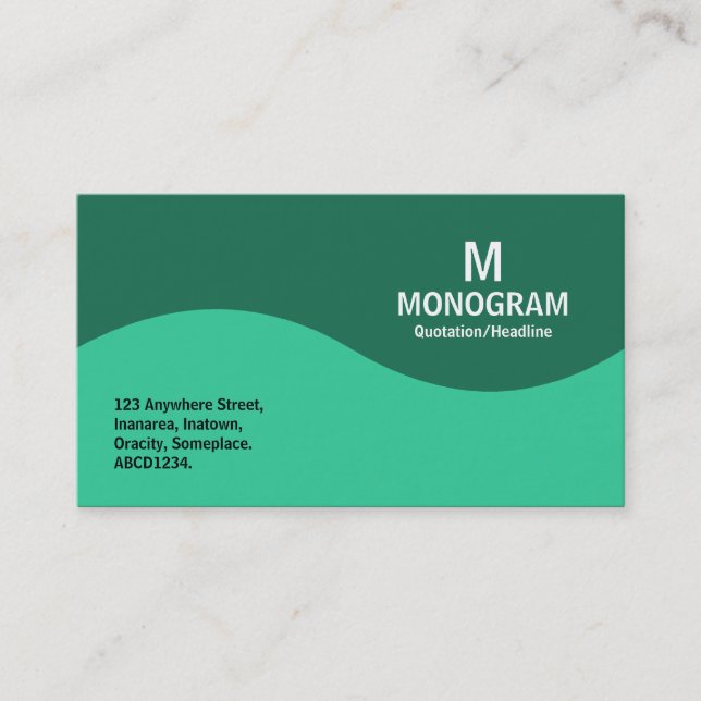 Halbwellenmonogramm - Meeresgrün mit grünem 1B6F52 Visitenkarte (Vorderseite)