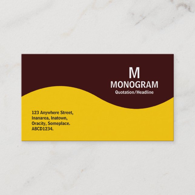 Halbwellenmonogramm - orange mit Dunkelbraun 33000 Visitenkarte (Vorderseite)