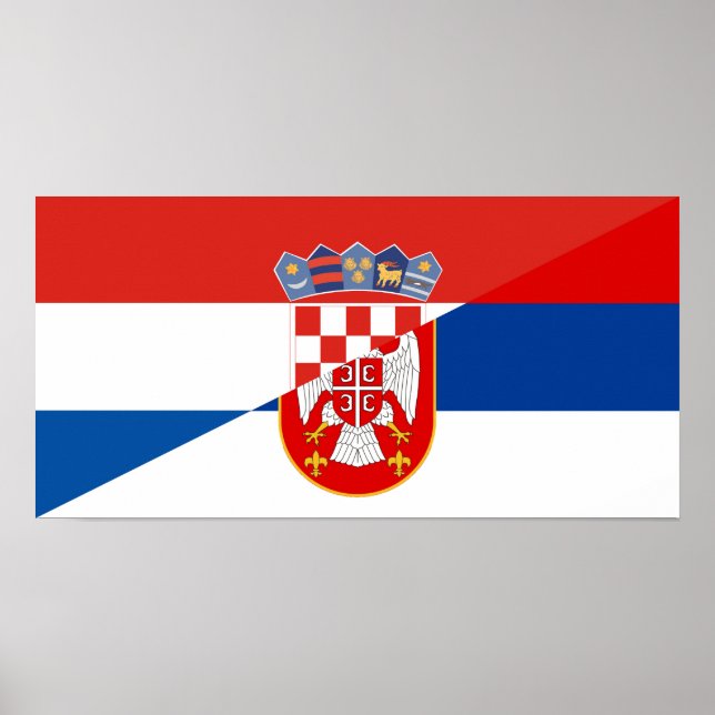 Halbzeichen der Kroatischen Serbia-Flagge Poster (Vorne)