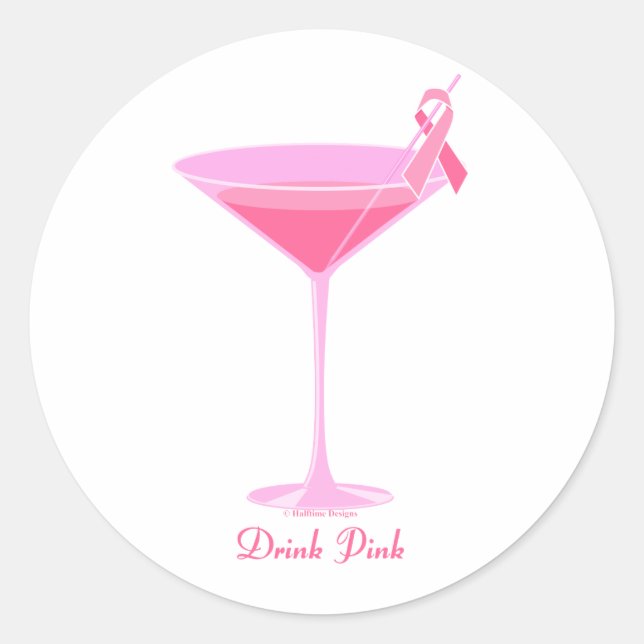 Halbzeitgestaltung Pinktini Runder Aufkleber (Vorderseite)