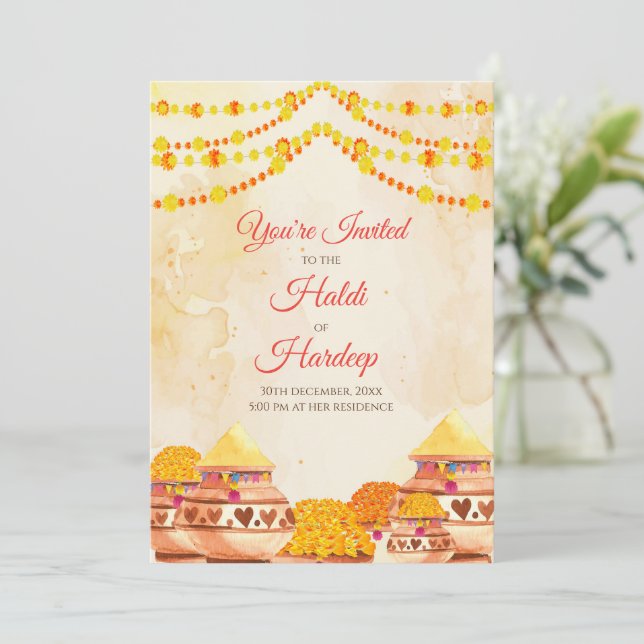Haldi lädt & Haldi Einladungen Holud Einladung (Stehend Vorderseite)