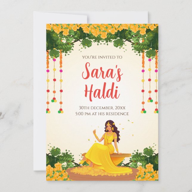 Haldi numérique invite les invitations Haldi Pithi (Devant)