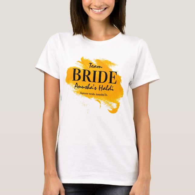 Haldi-Zeremonie-Mannschaftsbriefe passend zu perso T-Shirt (Vorderseite)