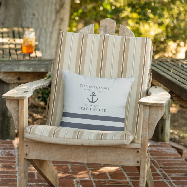 Hale Blue and Sea Salt Anchor Family Beach House Kissen (Stuhl)