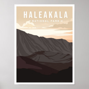 Haleakala Nationalpark Hawaii Reiseillustration Poster