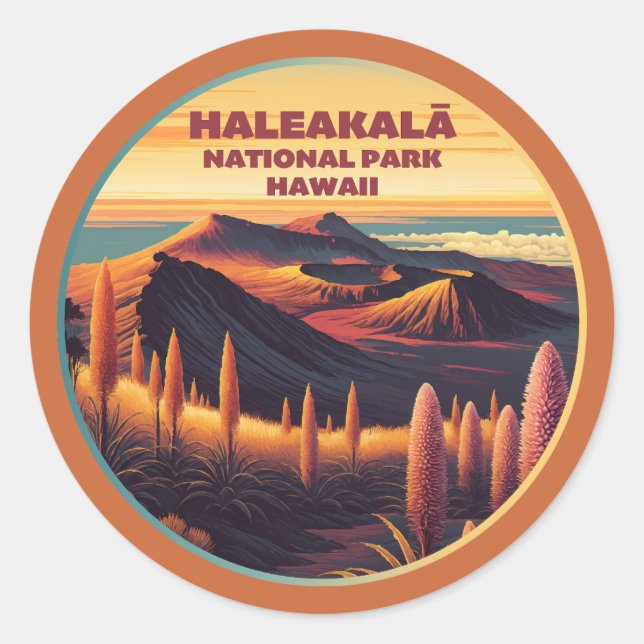 Haleakala Nationalpark Hawaii Runder Aufkleber (Vorderseite)