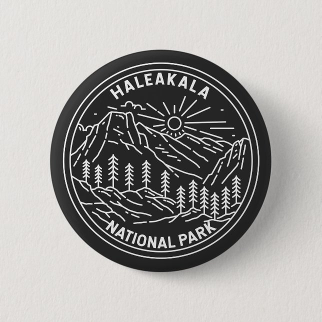 Haleakala Nationalpark Hawaii Vintag Monoline Button (Vorderseite)