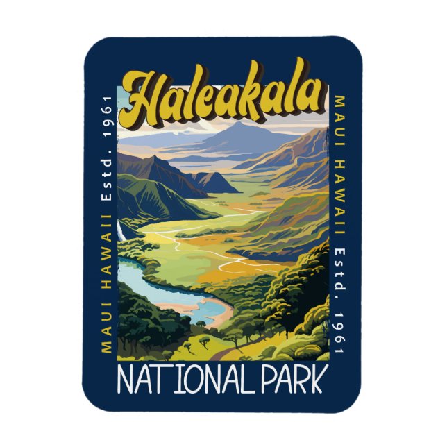 Haleakala Nationalpark Illustration erschüttert Magnet (Vertikal)