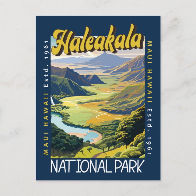 Haleakala Nationalpark Illustration erschüttert Postkarte (Vorderseite)