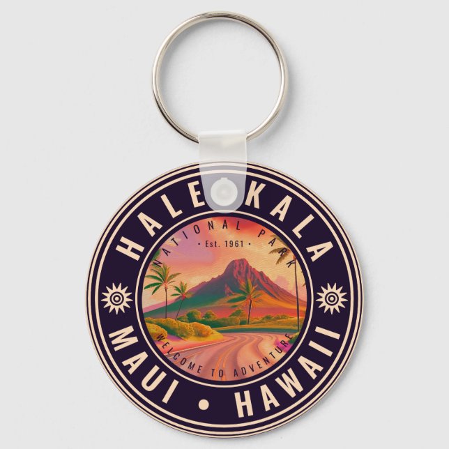 Haleakala Nationalpark Maui Road Vulkan Vintag Schlüsselanhänger (Vorderseite)