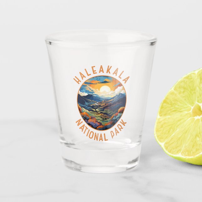 Haleakala Nationalpark Sunset Retro Not leidend Schnapsglas (Vorderseite)
