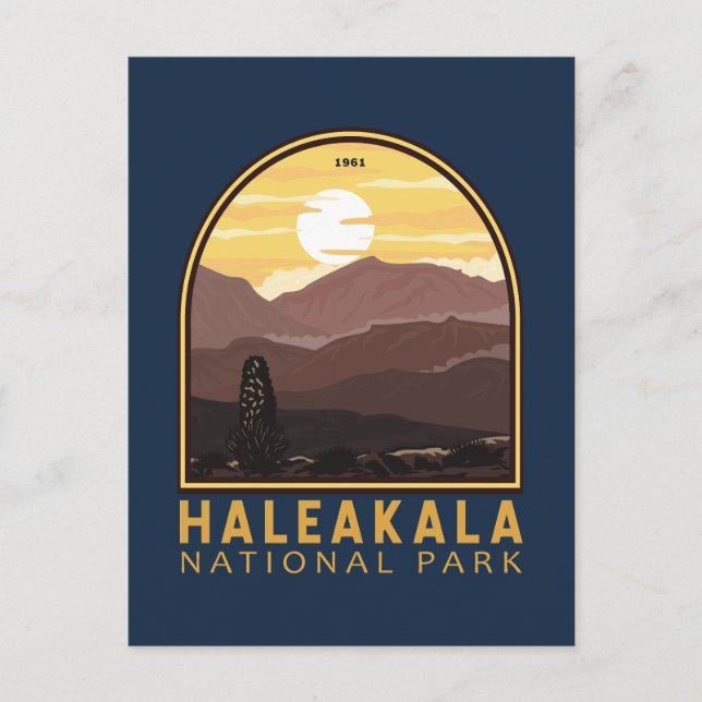 Haleakala Nationalpark Vintages Emblem Postkarte (Vorderseite)