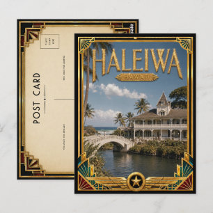 Haleiwa Hawaii Vintage Art Deco Golden Age Postkarte