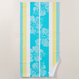 Haleiwa Surfboard Hawaiianischer Hibiskus gestreif Strandtuch