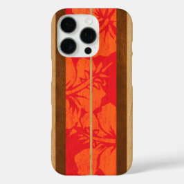 Haleiwa Surfboard Imitate Holz Hibiskus in Rot iPhone 16 Pro Hülle