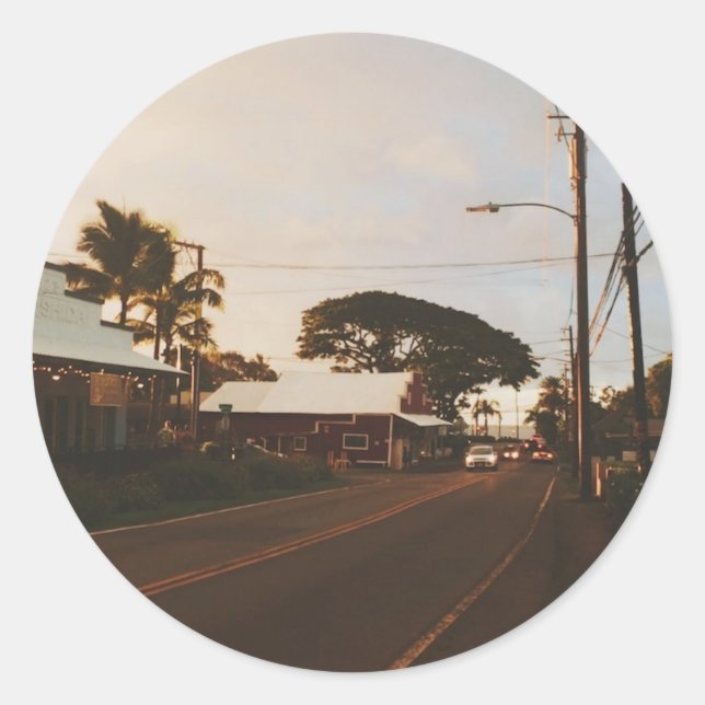 Haleiwa Surfer Town Runder Aufkleber (Vorderseite)