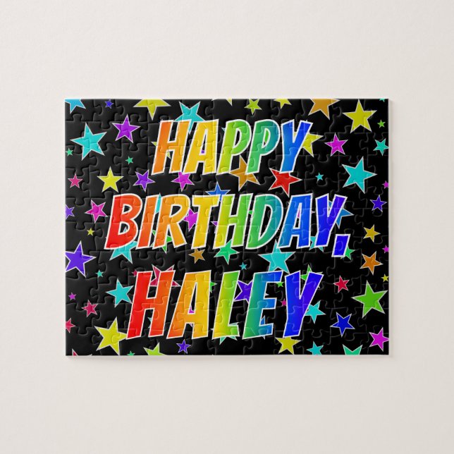 "HALEY" Vorname, Spaß "GLÜCKLICHER GEBURTSTAG" (Horizontal)