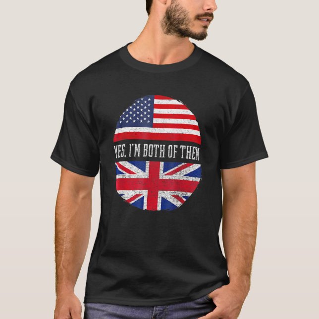 Half American Half Britische Flagge Vereinigtes Kö T-Shirt (Vorderseite)