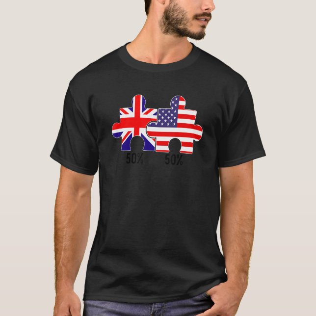 Half American Half British Flag Map Combined USA U T-Shirt (Vorderseite)