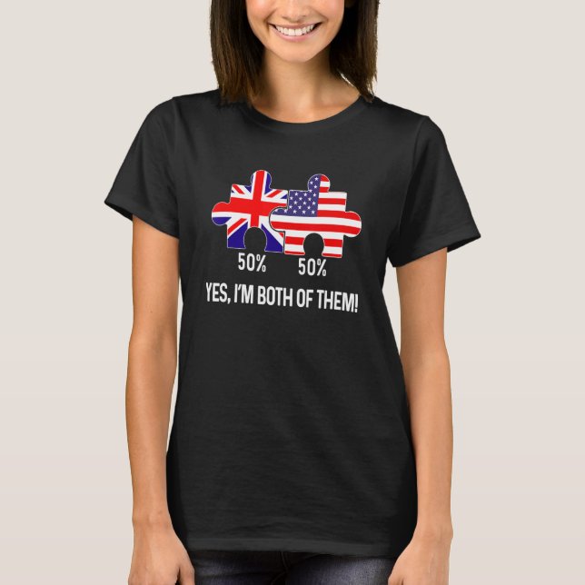Half American Half British Flag Map Combined USA U T-Shirt (Vorderseite)