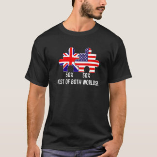Half American Half British Flag Map Combined USA U T-Shirt