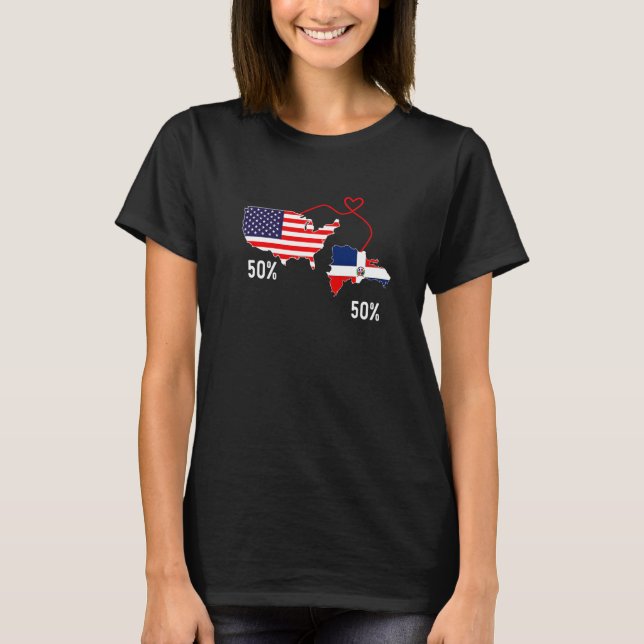 Half American Half Dominican Flag Combined RD USA  T-Shirt (Vorderseite)