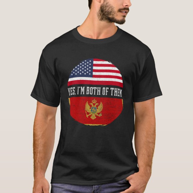 Half American Half Montenegrin USA Flag Montenegro T-Shirt (Vorderseite)