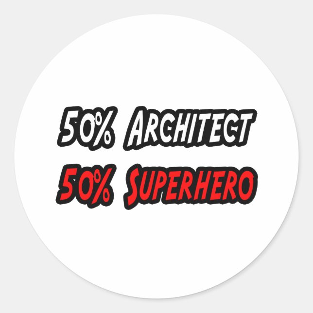 Half Architect Half Superhero Runder Aufkleber (Vorderseite)