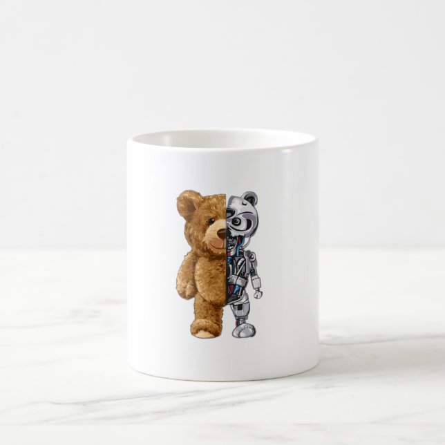 Half Bear Half Robot Kaffeetasse (Mittel)