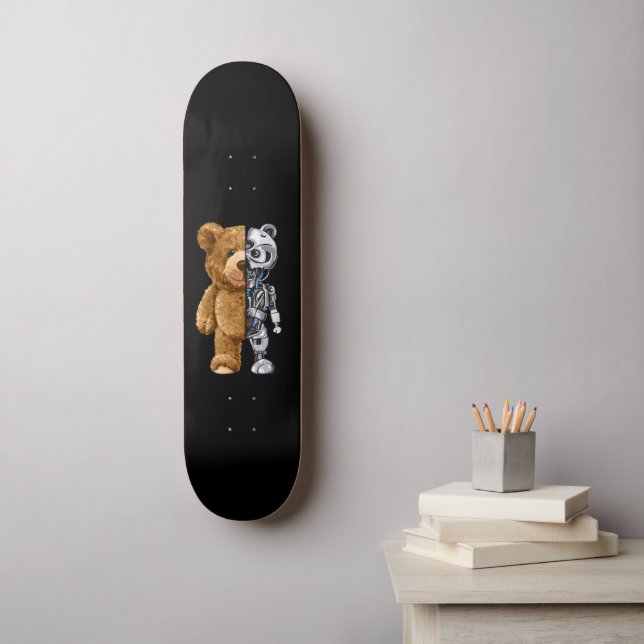 Half Bear Half Robot Skateboard (Wandkunst)