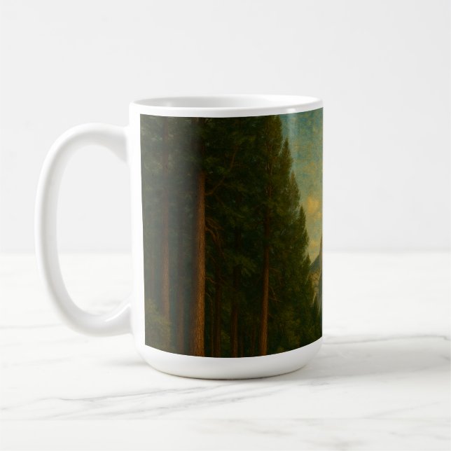 Half Dome und Bäume vom Yosemite Valley  Kaffeetasse (Links)