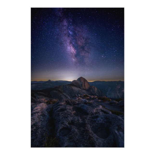 Half Dome under Milky Way Fotodruck (Vorne)