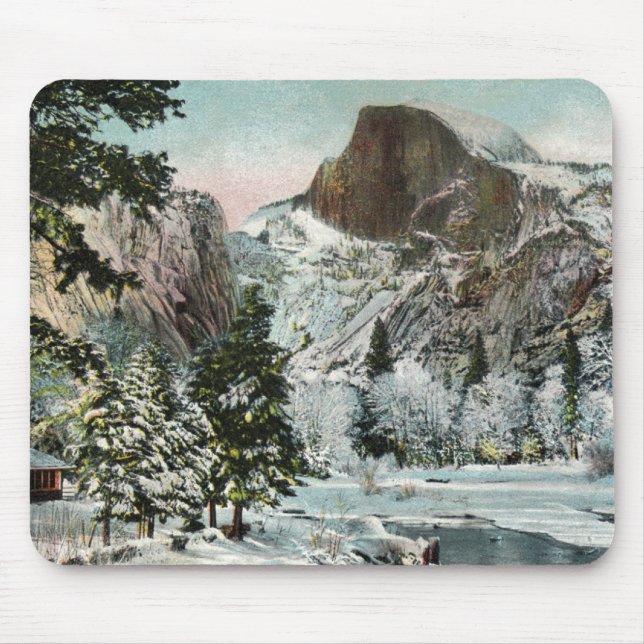 Half Dome, Yosemite im Winter-Mauspad Mousepad (Vorne)