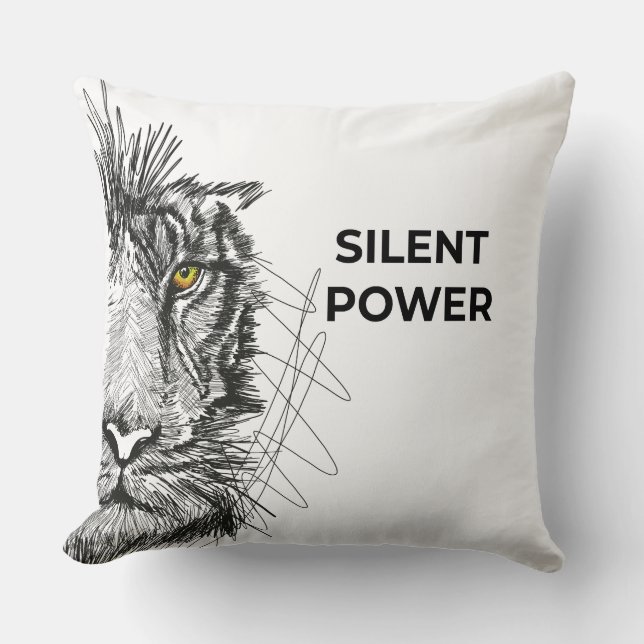 Half Face Lion Sketch Black Decorative Kissen (Vorderseite)