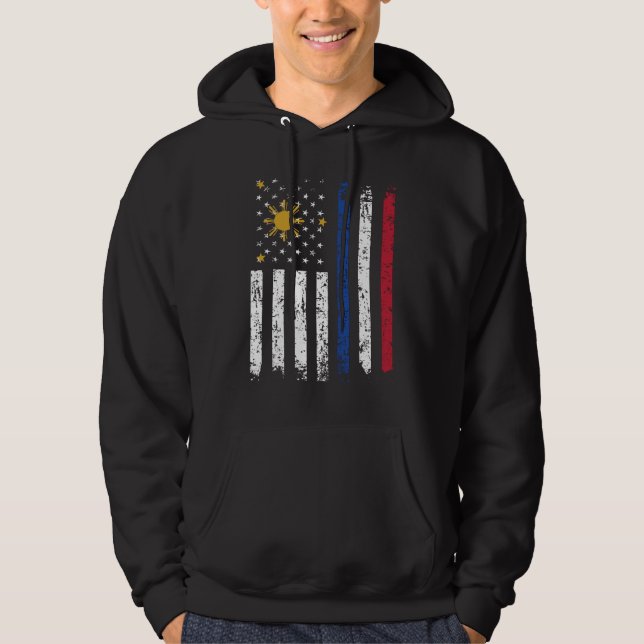 Half Filipino Half amerikanische Flagge Philippine Hoodie (Vorderseite)
