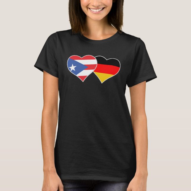 Half German Half Puerto Rican Flag Heart Puerto Ri T-Shirt (Vorderseite)