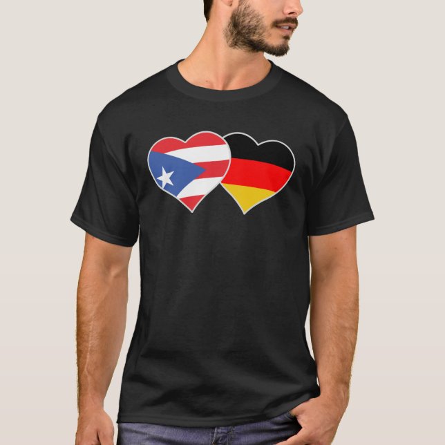 Half German Half Puerto Rican Flag Heart Puerto Ri T-Shirt (Vorderseite)