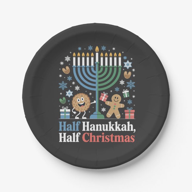 Half Hanukkah Weihnachten Weihnachten Weihnachten  Pappteller (Vorderseite)