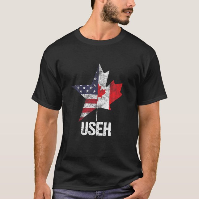 Half kanadische amerikanische USEH Kanada USA Flag T-Shirt (Vorderseite)
