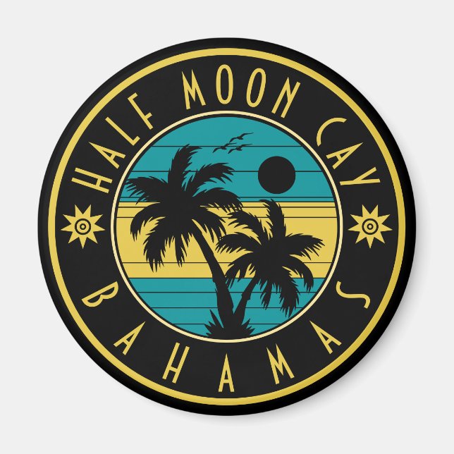 Half Moon Cay Bahamas Retro Palmen Bäume Souvenirs Magnet (Vorne)